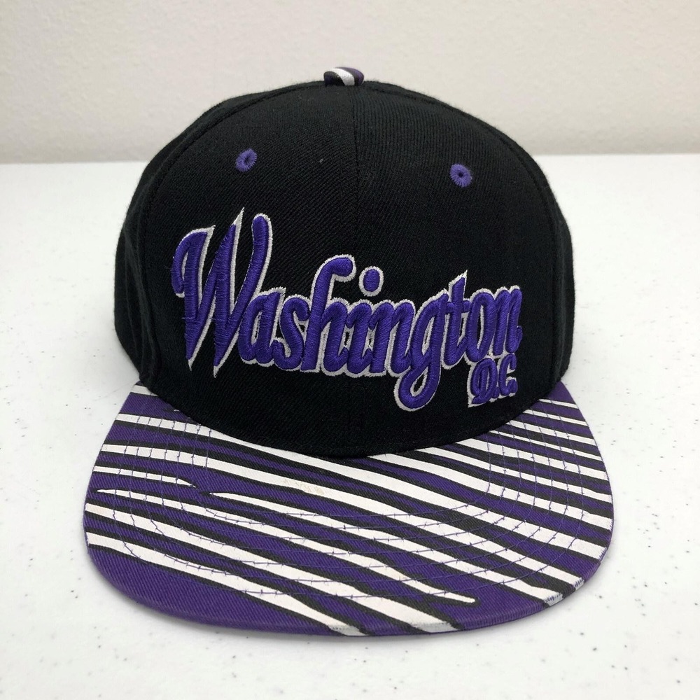 Washington DC City Hunter Hat Cap Snap Back Mens One Size Black Purple Striped